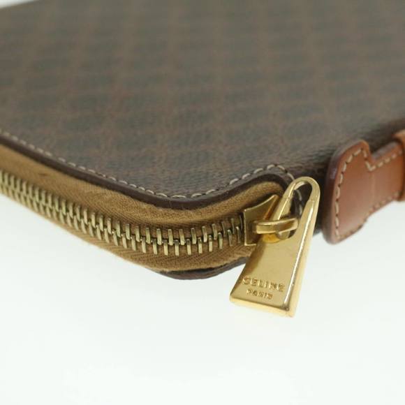 CELINE Macadam Canvas Travel Case PVC Leather Brown Auth am3943 - Picture 7 of 16